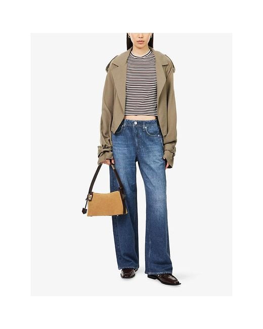Rag & Bone Blue Scarlet Miramar Terry Wide-Leg Cotton-Jersey Trousers