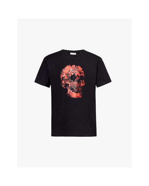 Alexander McQueen Black Skull Graphic-print Cotton-jersey T-shirt for men