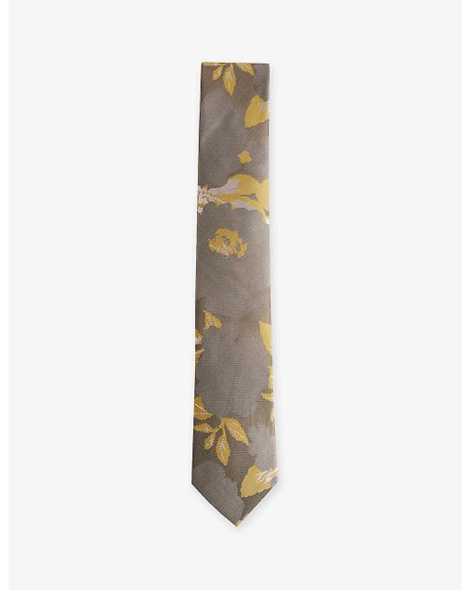 Ted Baker White Spikes Floral-print Silk Tie for men