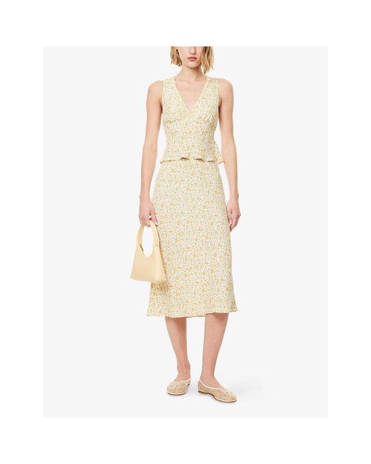 Reformation Natural Ryan Floral-Print Crepe Two-Piece Set