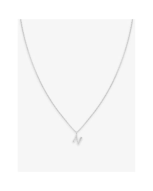 Astrid & Miyu Metallic Letter N-Plated Sterling- And Cubic Zirconia Pendant Necklace