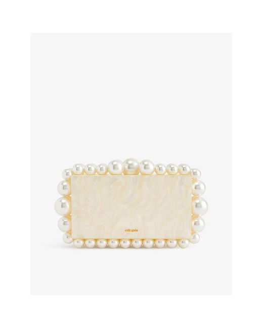 Cult Gaia Natural Eos Faux-pearl And Acrylic Clutch Bag