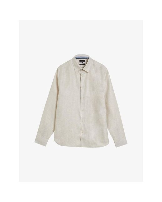 Ted Baker White Romeos Long-sleeve Regular-fit Linen-blend Shirt for men