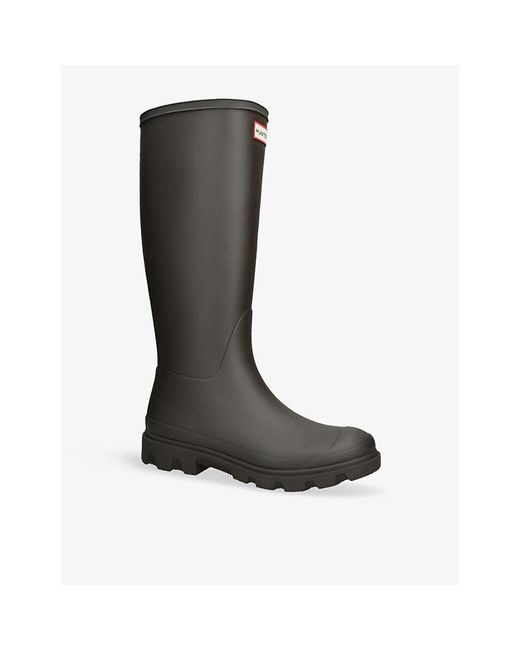 Hunter Brown Downpour Rubber Wellington Boots