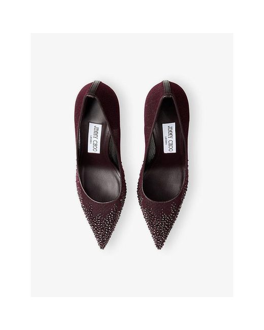 Jimmy Choo Purple Love 85 Crystal Leather And Mesh Pumps