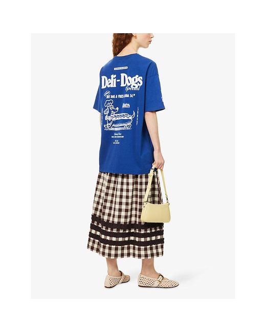 Damson Madder Blue Deli Dog Graphic-Print Cotton T-Shirt