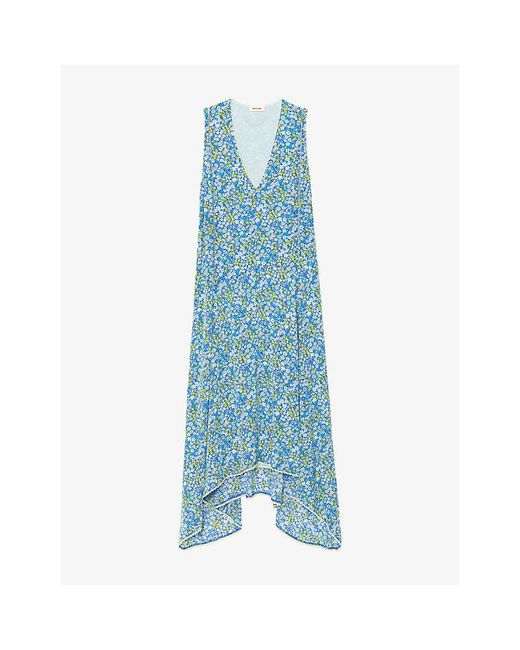 Zadig & Voltaire Blue Rerol Floral-Print Woven Midi Dress