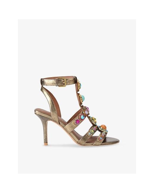 Kurt Geiger Octavia High Crystal-Embellished Metallic-Leather Heeled Sandals