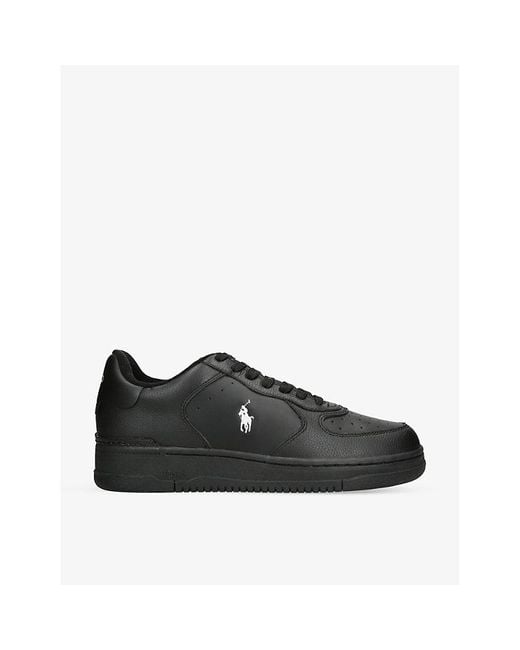 Polo Ralph Lauren Black Masters Court Embroidered-pony Leather Trainers for men