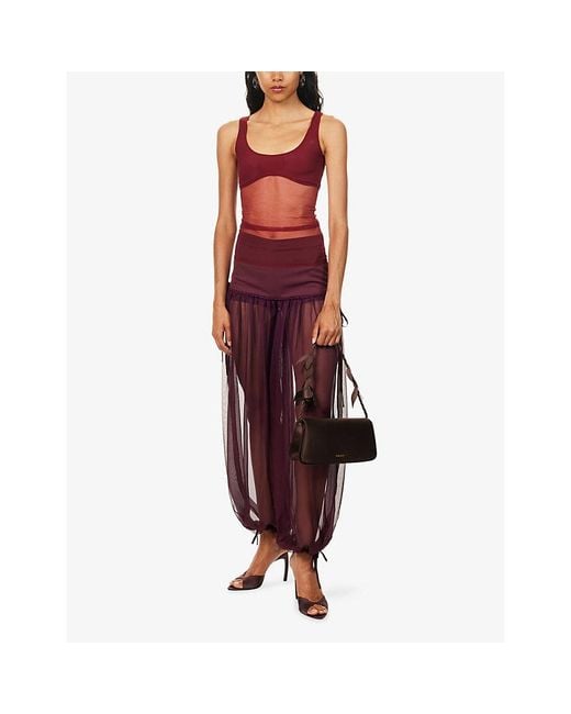 Nensi Dojaka Red Lucy Sheer Stretch-Woven Tank Top