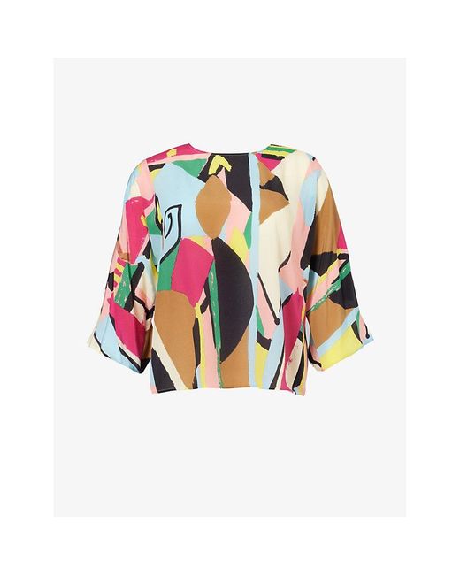 Weekend by Maxmara White Pomposa Abstract-pattern Silk-crepe Blouse