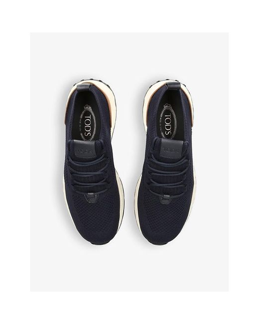 Tod's Blue Vy Run 63k Calzino Panelled Knitted And Leather Mid-top Trainers for men