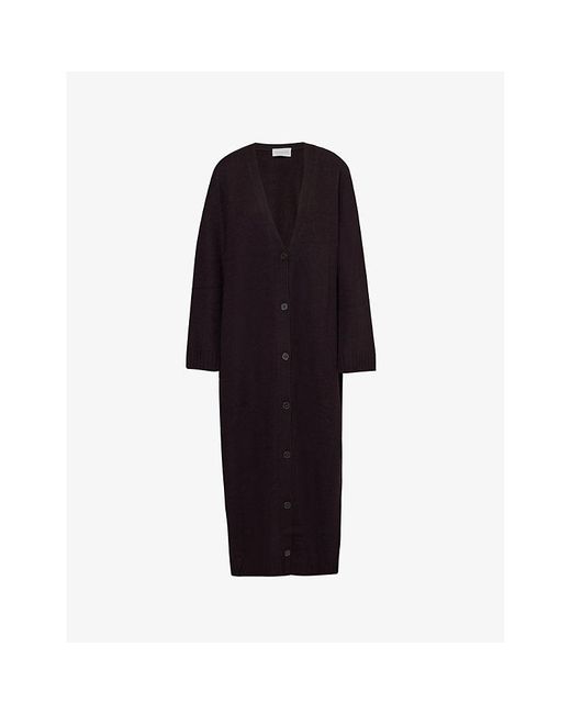 Frankie Shop Black Emi V-Neck Long-Sleeves Wool Cardigan