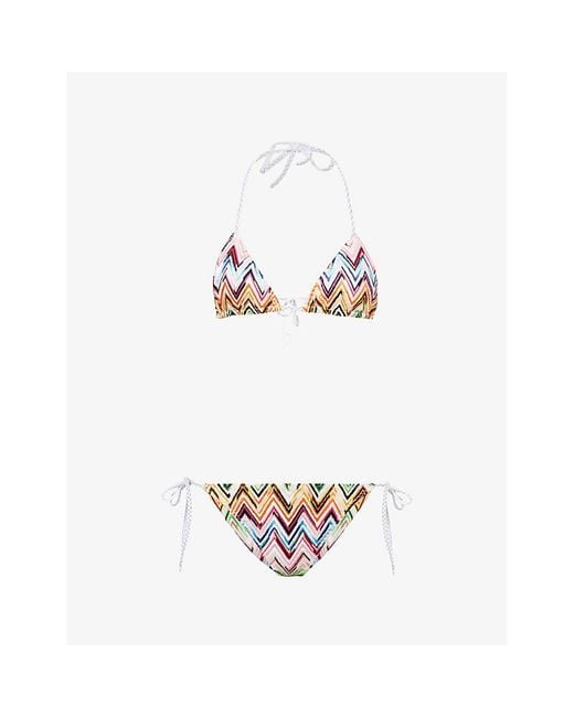 Missoni White Zig Zag Raschel-Knit Bikini Set