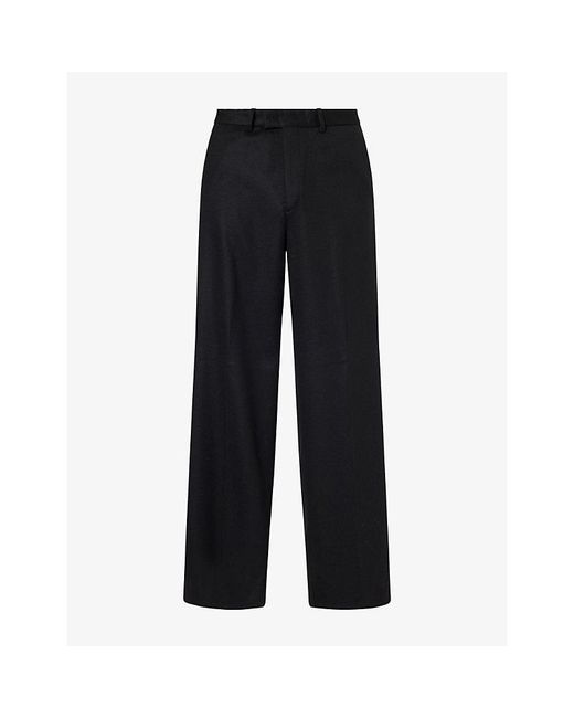 Emporio Armani Black Tailored Straight-Leg Virgin-Wool And Cashmere Trousers for men