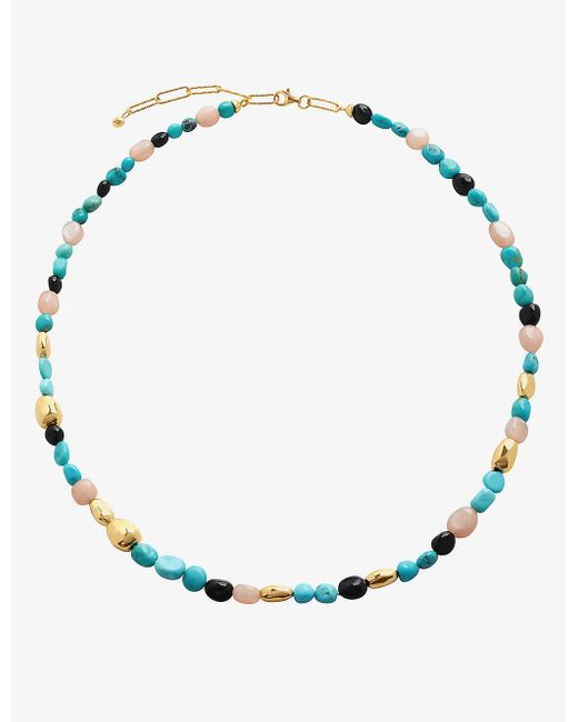 Monica Vinader Metallic Rio18ct -plated Vermeil Sterling-silver, Turquoise, Peach Moonstone And Black Onyx Beaded Necklace