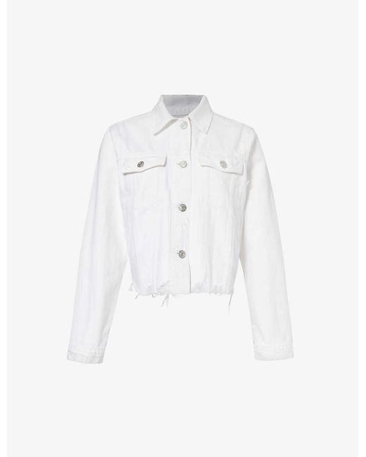 FRAME White Le Vintage Raw-hem Denim Jacket