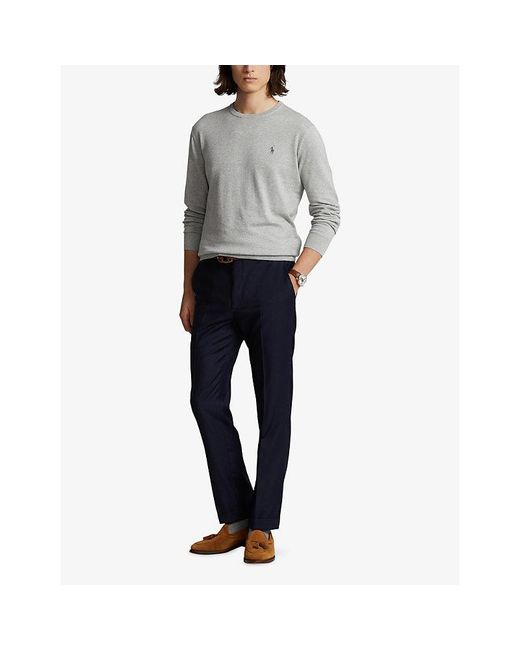 Polo Ralph Lauren Gray Long-Sleeved Crewneck Cotton Jumper for men