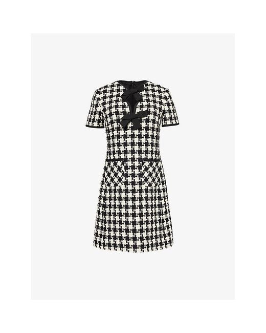 Valentino Garavani Black Damier Tweed Knitted Mini Dress