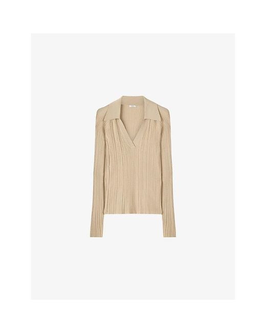 Joseph Natural Chelia Plissé Knitted Top