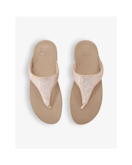 Fitflop White Lulu Glitter Rhinestone-embellished Rubber Sandals