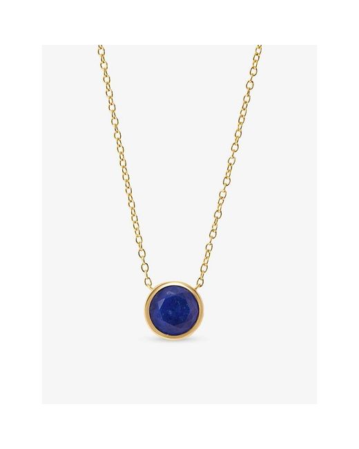 Astley Clarke White Luna 18Ct- Plated Sterling- And Lapis Pendant Necklace