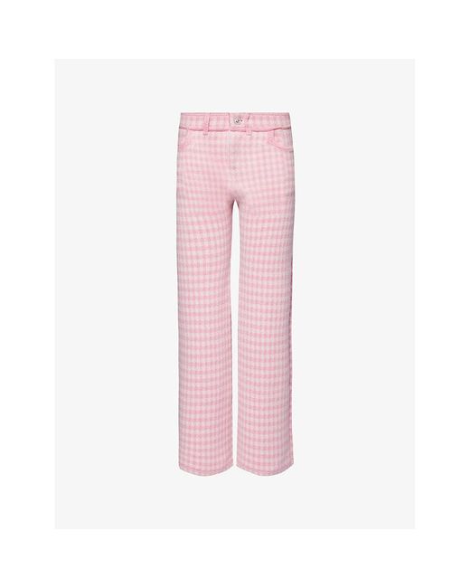 Barrie Pink Straight-leg High-rise Cashmere And Cotton-blend Trousers