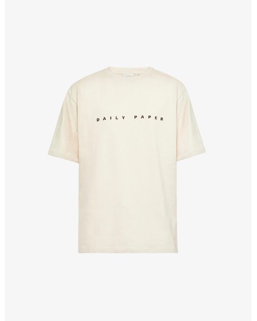 Daily Paper Alias Logo-embroidered Cotton-jersey T-shirt in Beige ...