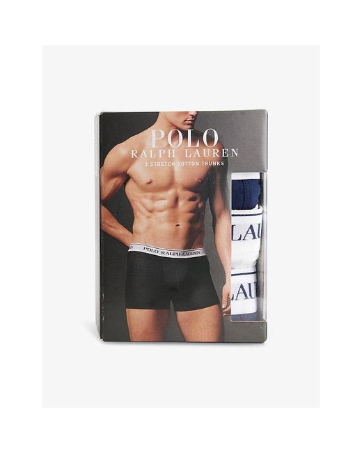 Polo Ralph Lauren Multicolor Pack Of Three Branded-Waistband Stretch-Cotton Trunks for men