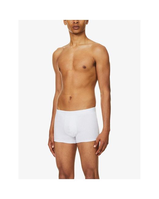 Derek Rose White Jack Branded-Waistband Stretch-Cotton Trunks for men