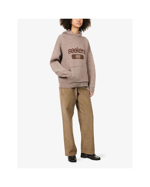 Sisters & Seekers Brown Seekers 99 Relaxed-Fit Knitted Hoodie
