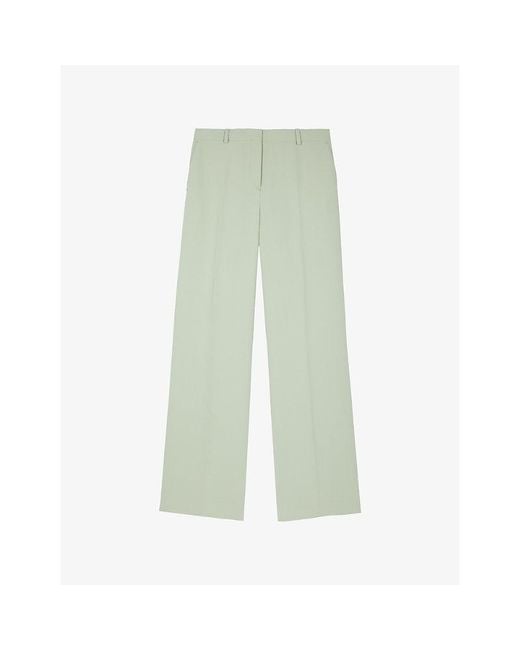 The Kooples Green Straight-Leg Tailored Woven Trousers