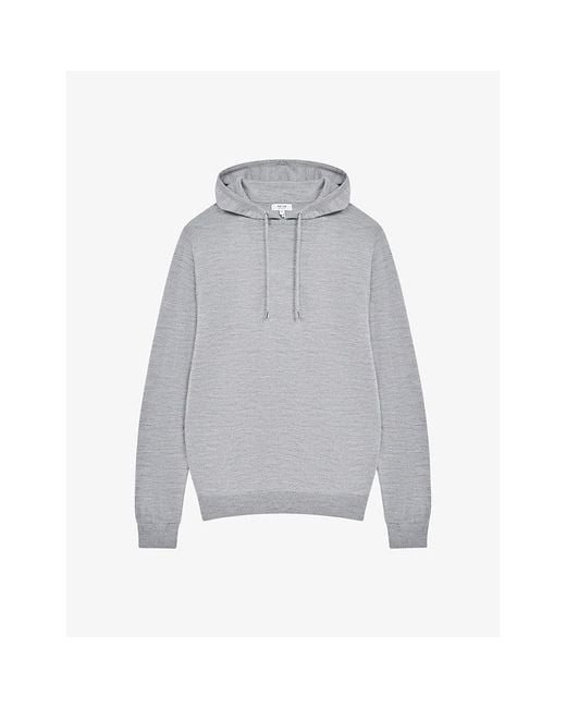 Reiss Gray Holland Wool Knit Hoody for men