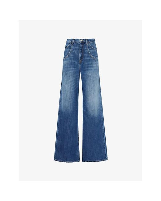 EB DENIM Blue Tasca baggy High-rise Wide-leg Jeans