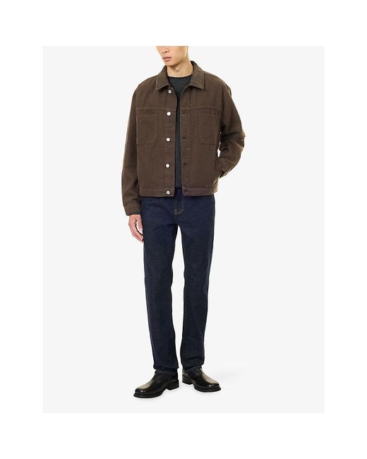 FRAME Brown Relaxed-Fit Denim Utility Jacket for men