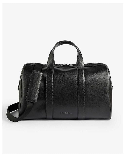 Ted Baker Black Fidick Saffiano Leather Holdall Bag for men