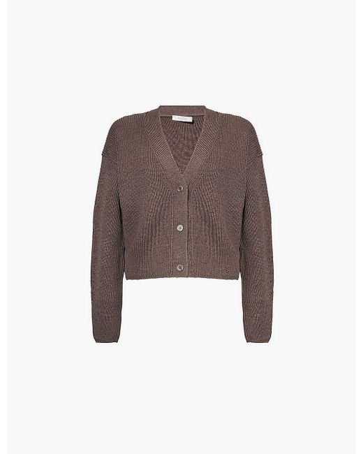 Max Mara Brown Hazelnut York V-Neckline Wool Cardigan