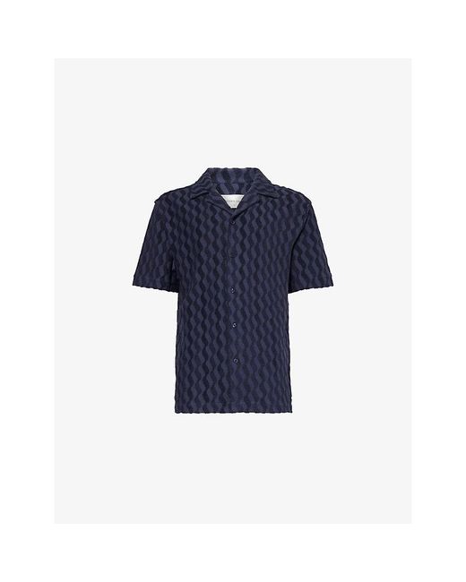 Frescobol Carioca Blue Roberto Embossed Terry Shirt for men