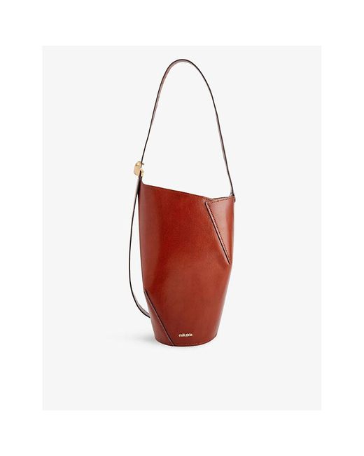 Cult Gaia Red Aldari Adjustable-strap Leather Shoulder Bag