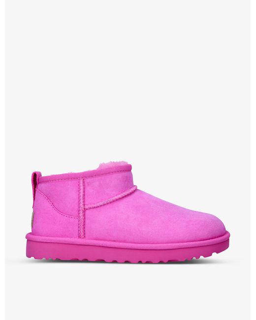 UGG Classic Ultra Mini Sheepskin Ankle Boots in Pink Lyst UK