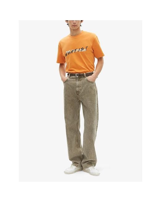 The Kooples Orange Logo-Print Short-Sleeve Cotton T-Shirt for men