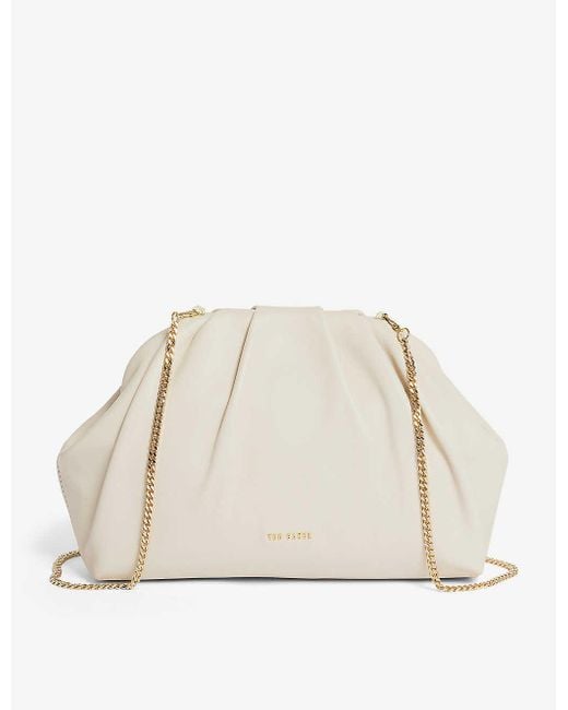Ted Baker Abyoo Gathered Leather Clutch Bag in White | Lyst Canada