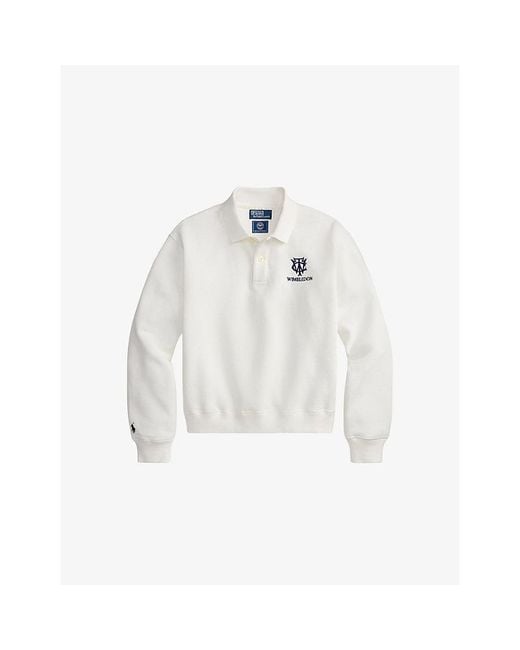 Polo Ralph Lauren White X Wimbledon Logo-Embroidered Cotton Sweatshirt