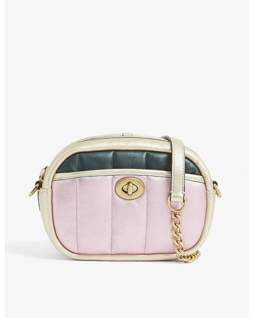 COACH Oval Quilted Metallicleather Crossbody Camera Bag Lyst