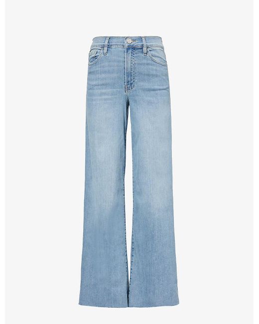 FRAME Blue Le Slim Palazzo Raw After Wide Flared-leg High-rise Stretch-denim Jeans