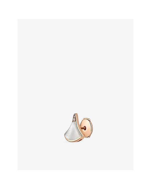 BVLGARI Metallic Divas' Dream 18Ct Rose- Mother-Of-Pearl And 0.01Ct Pavé-Diamond Stud Earring
