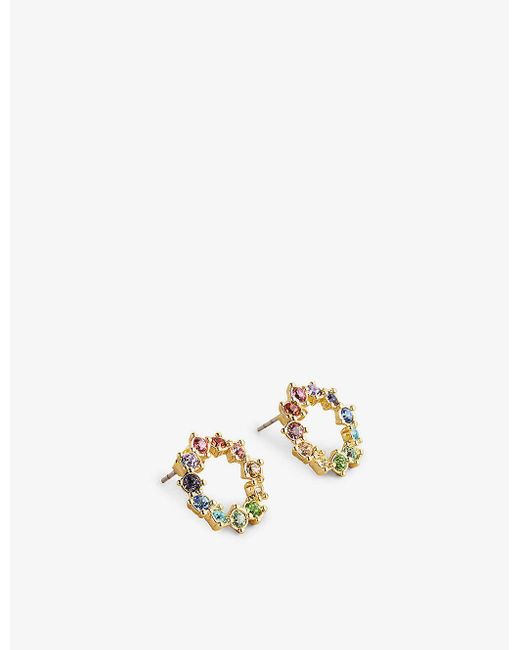 Ted Baker White Crystal-embellished Brass And Stainless-steel Stud Earrings