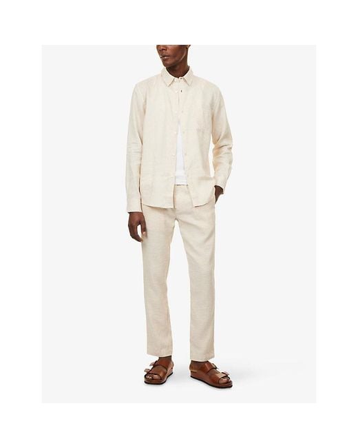 Derek Rose Natural Monaco Long-Sleeve Linen Shirt for men