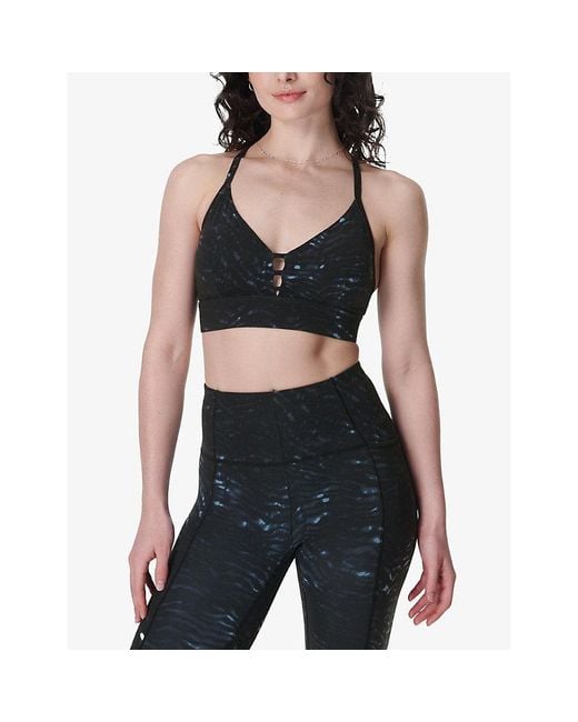Sweaty Betty Black Super Soft Strappy-Back Stretch-Woven Bra