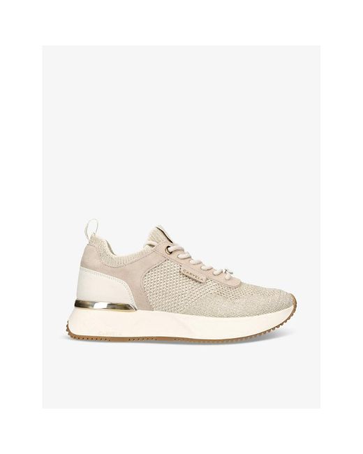 Carvela Kurt Geiger White Flare Contrast-sole Mesh And Suede Low-top Trainers